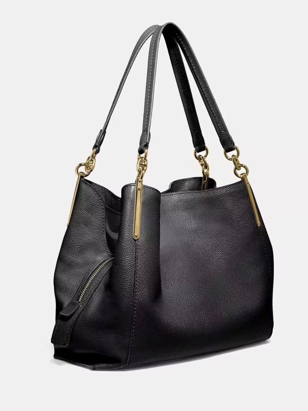 Coach black pebble leather shoulder bag purse